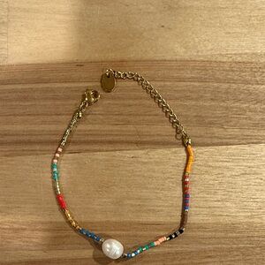 Plunder Gold and Multicolor Beaded Bracelet with Pearl